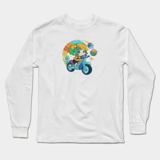 Planets Adventurer Rider Girl Chibi Cute Long Sleeve T-Shirt